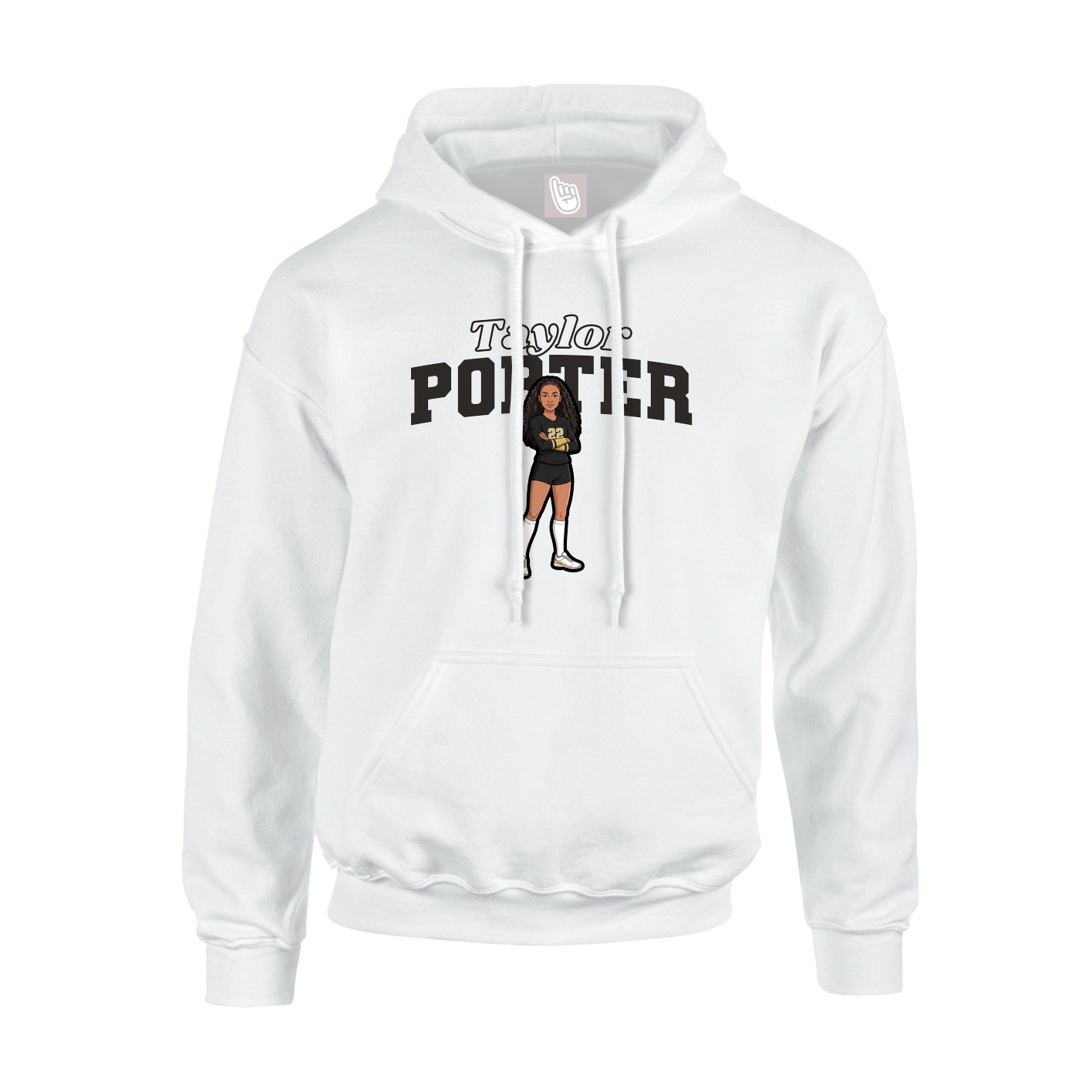 Youth Hoodie — Name Arch in White