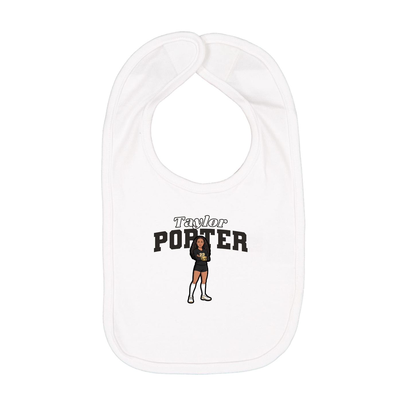 Infant Bib — Name Arch in White