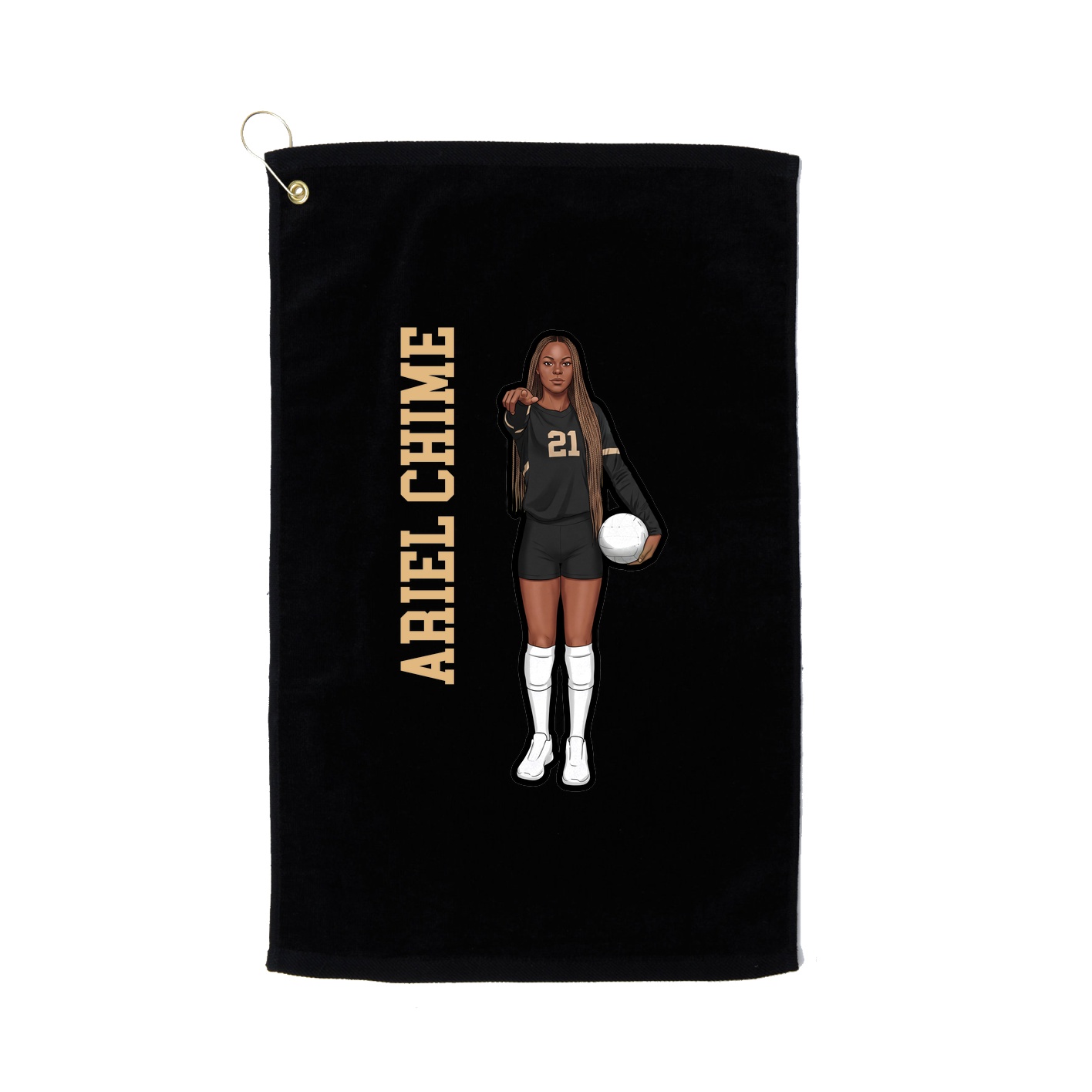 Golf Towel — Name Vertical in Black