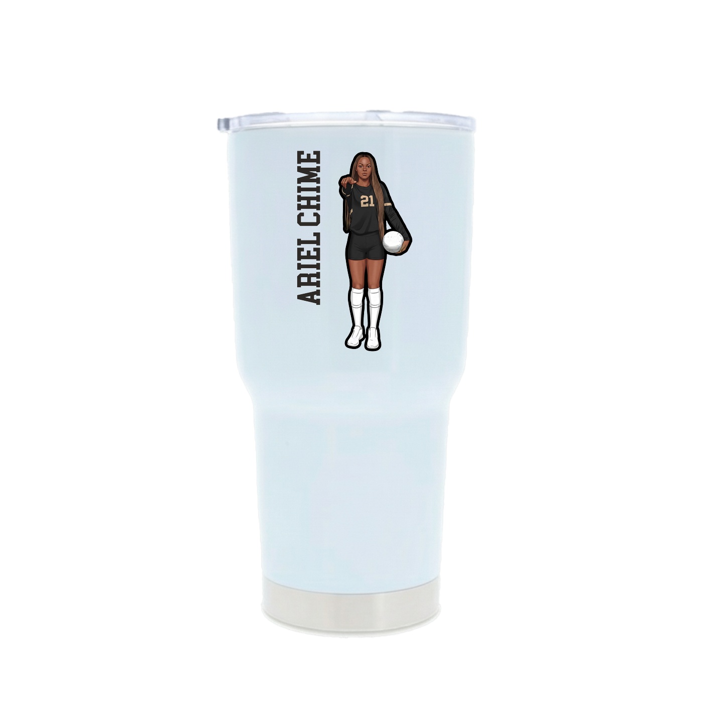 30oz Stainless Steel Tumbler — Name Vertical in White