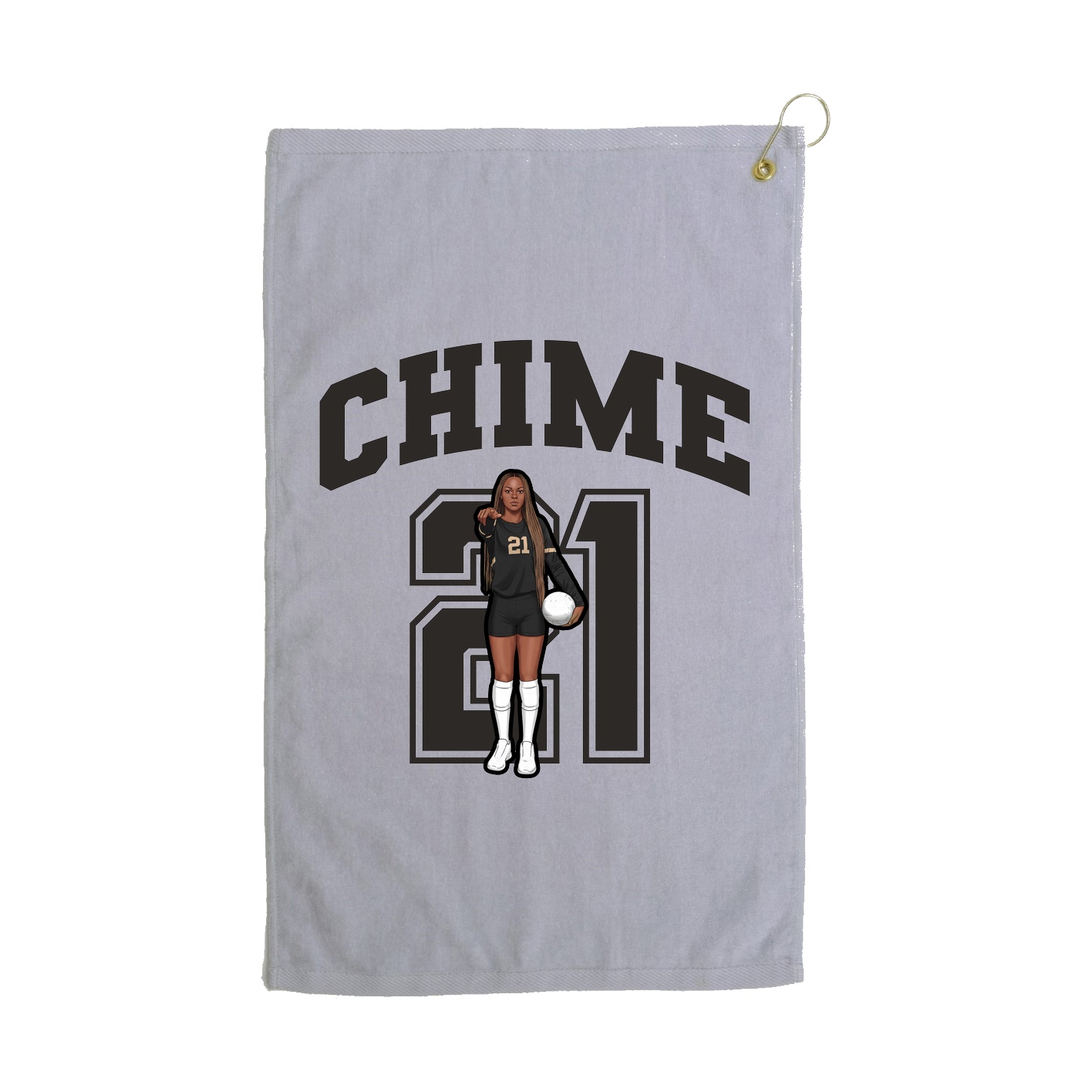 Golf Towel — Number in Grey