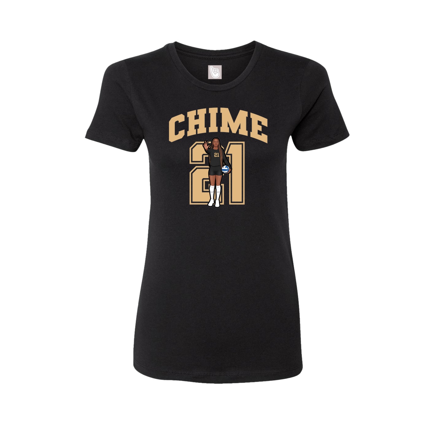 Fitted Women's Tee — Number in Black