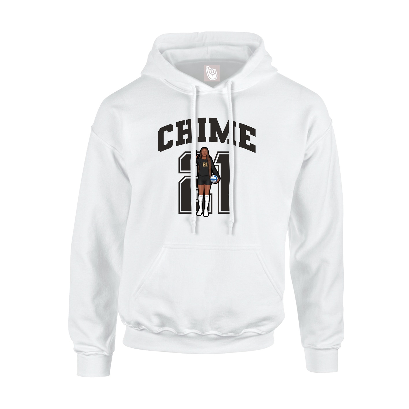 Youth Hoodie — Number in White