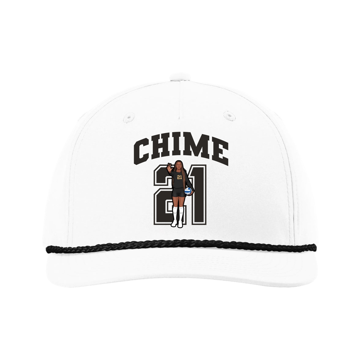 Five-Panel Classic Rope Cap — Number in White
