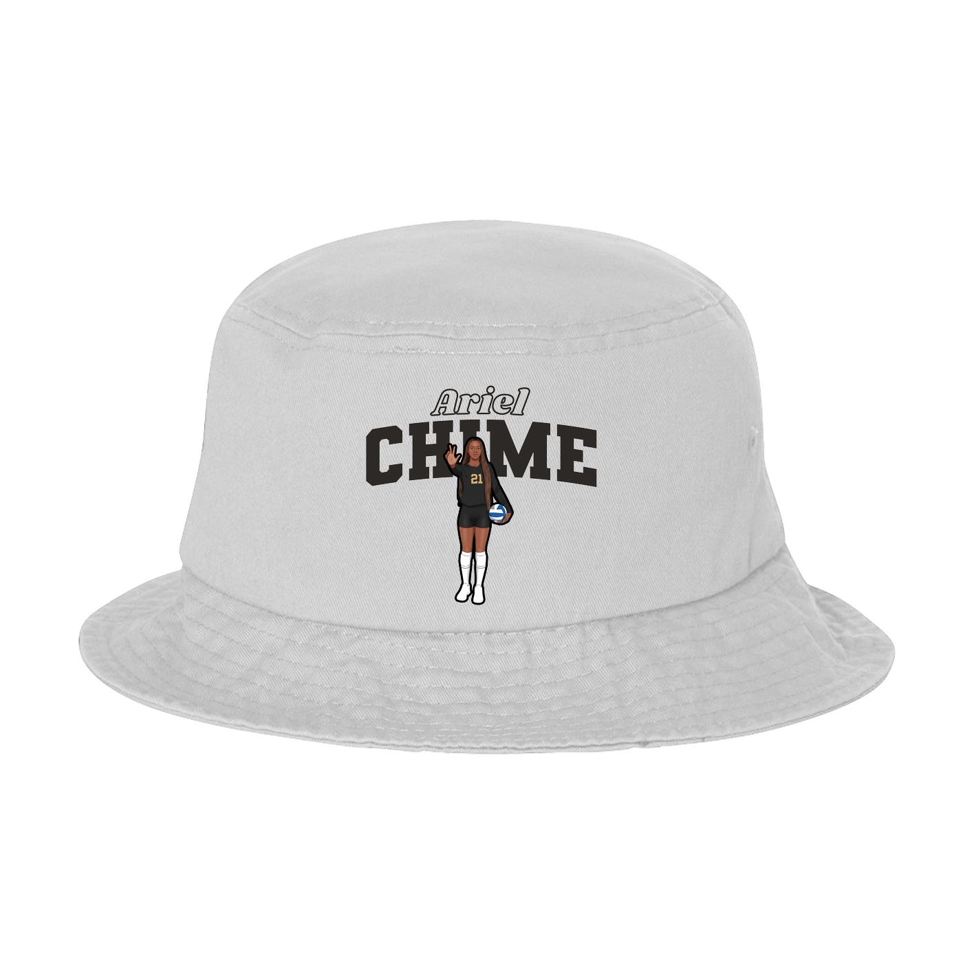 Bucket Cap — Name Arch in White