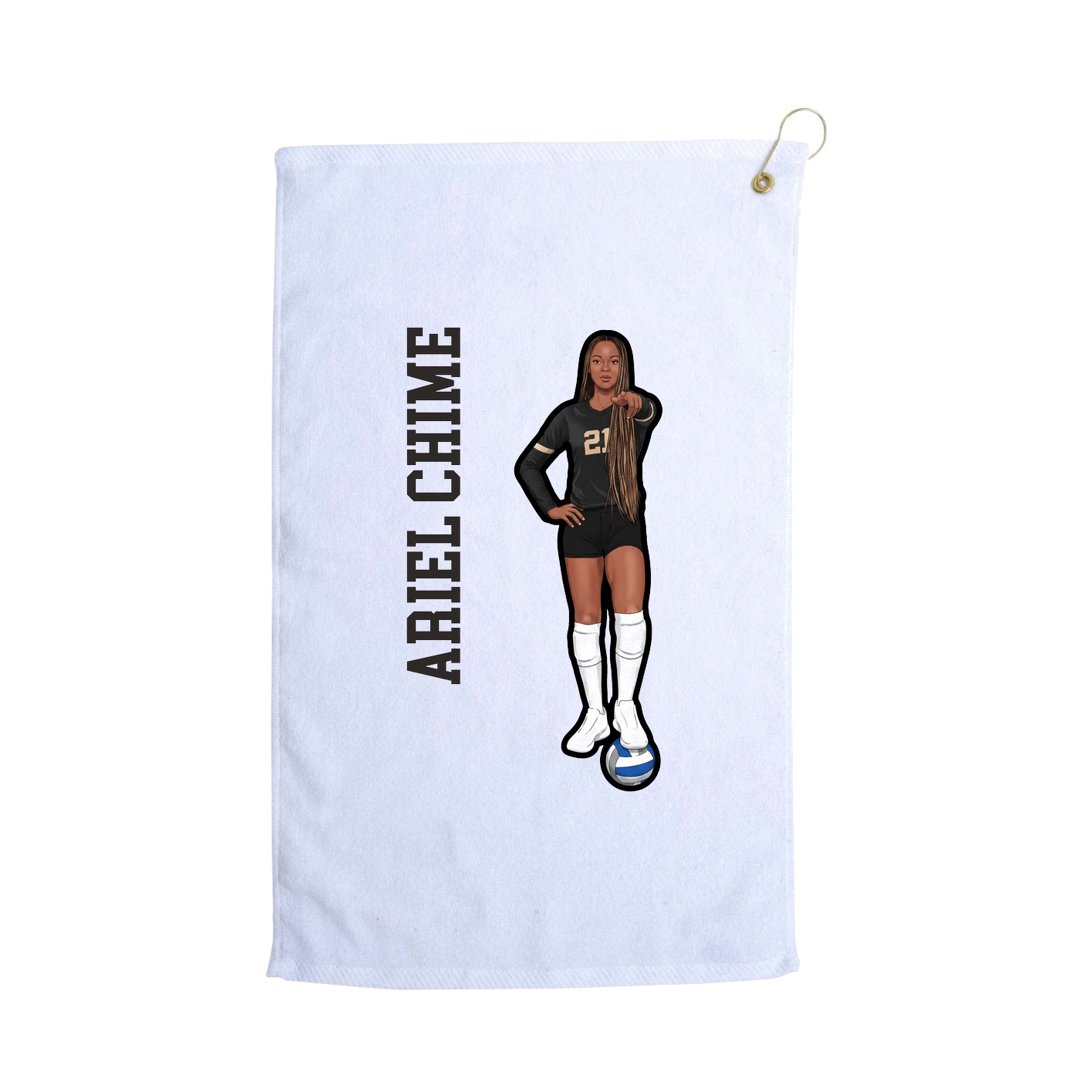 Golf Towel — Name Vertical in White