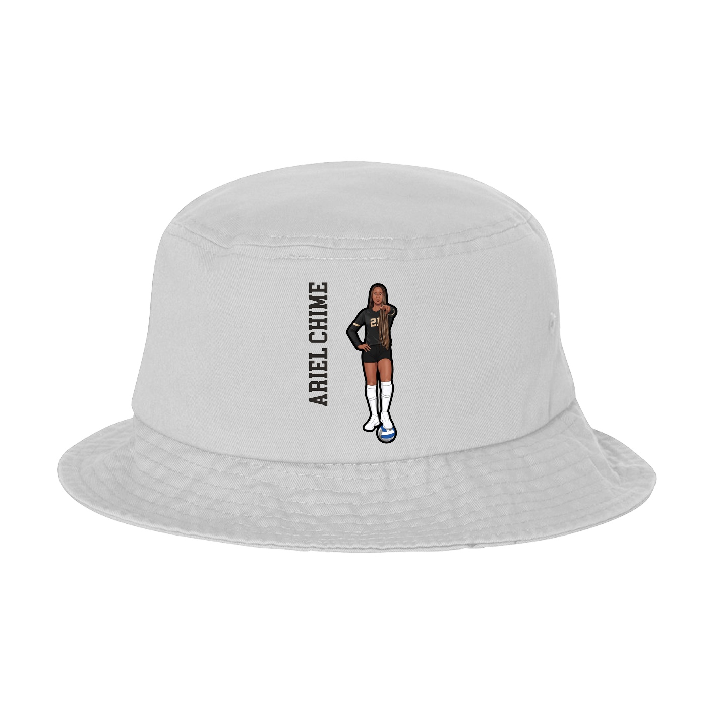 Bucket Cap — Name Vertical in White