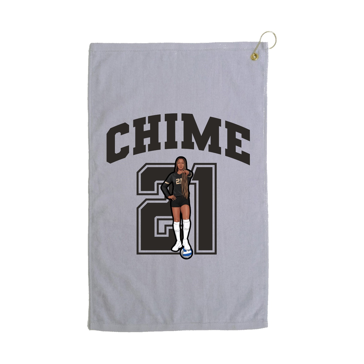 Golf Towel — Number in Grey
