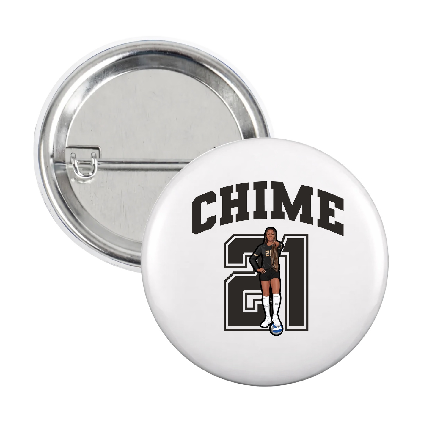 Game Day Button — Number in White