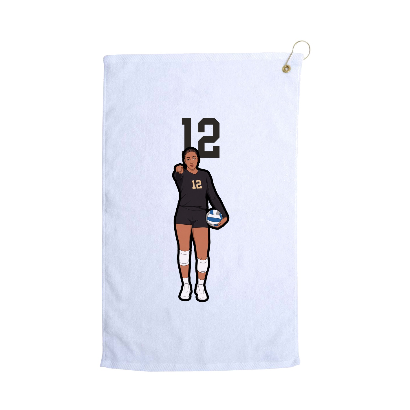 Golf Towel — Number Top in White