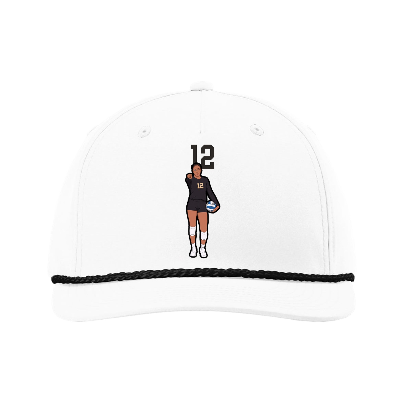 Five-Panel Classic Rope Cap — Number Top in White