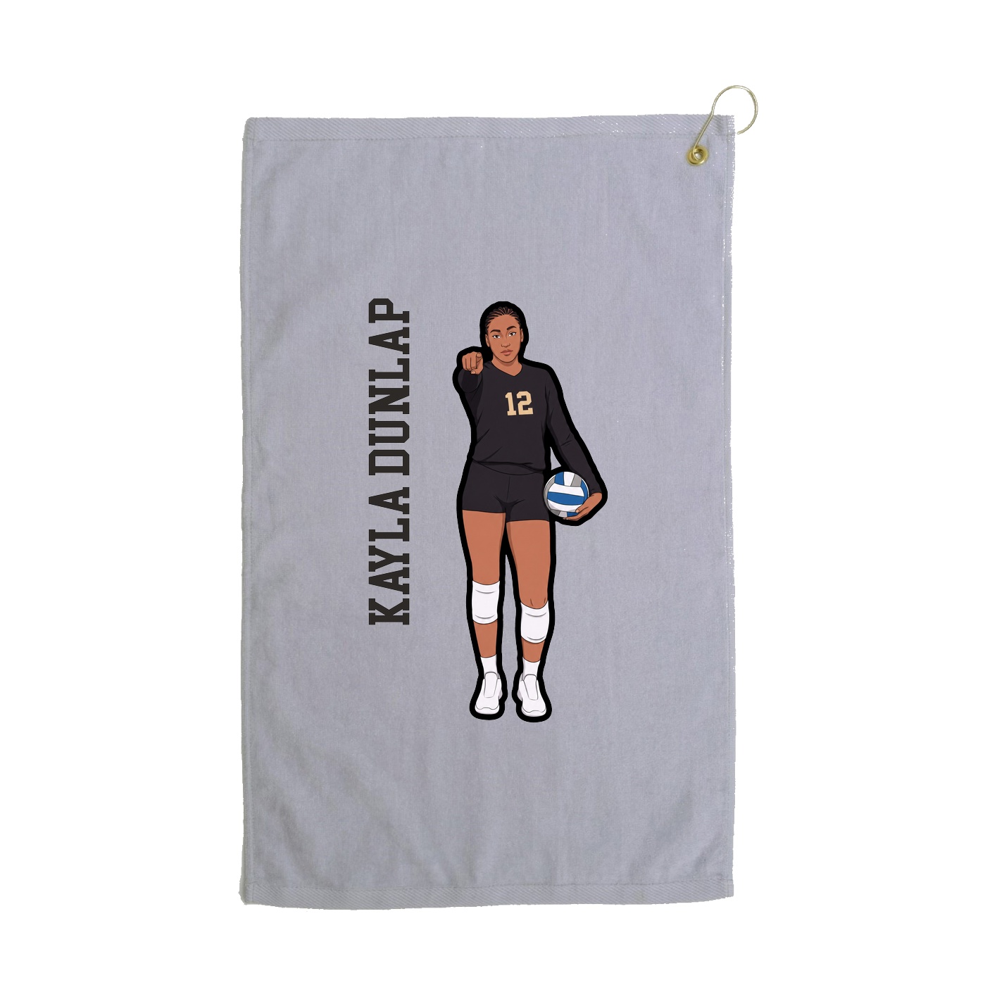 Golf Towel — Name Vertical in Grey