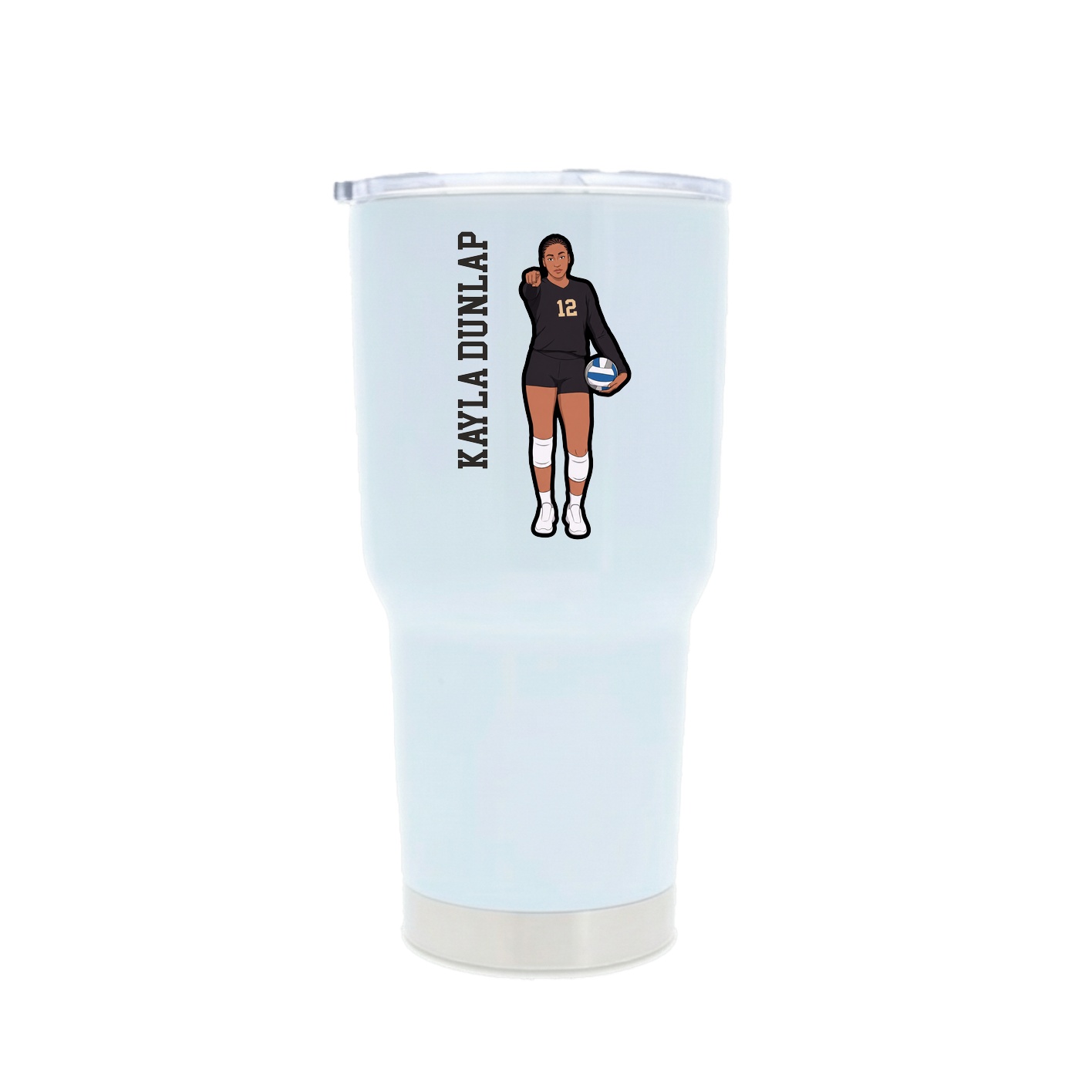 30oz Stainless Steel Tumbler — Name Vertical in White