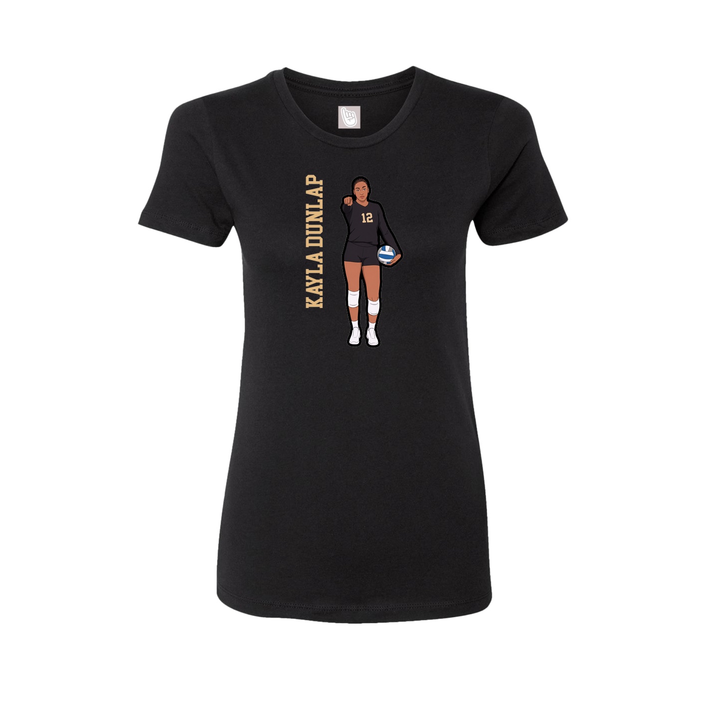 Fitted Women's Tee — Name Vertical in Black