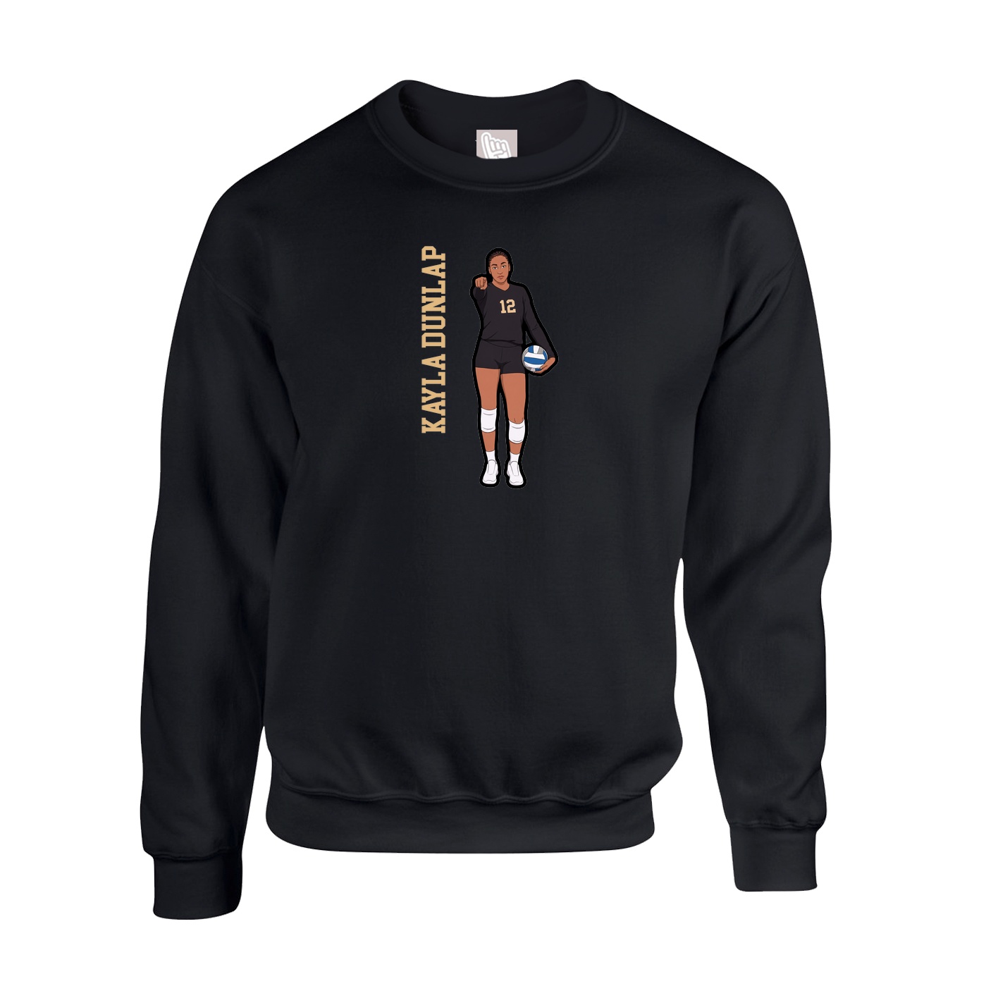 Fleece Crew — Name Vertical in Black