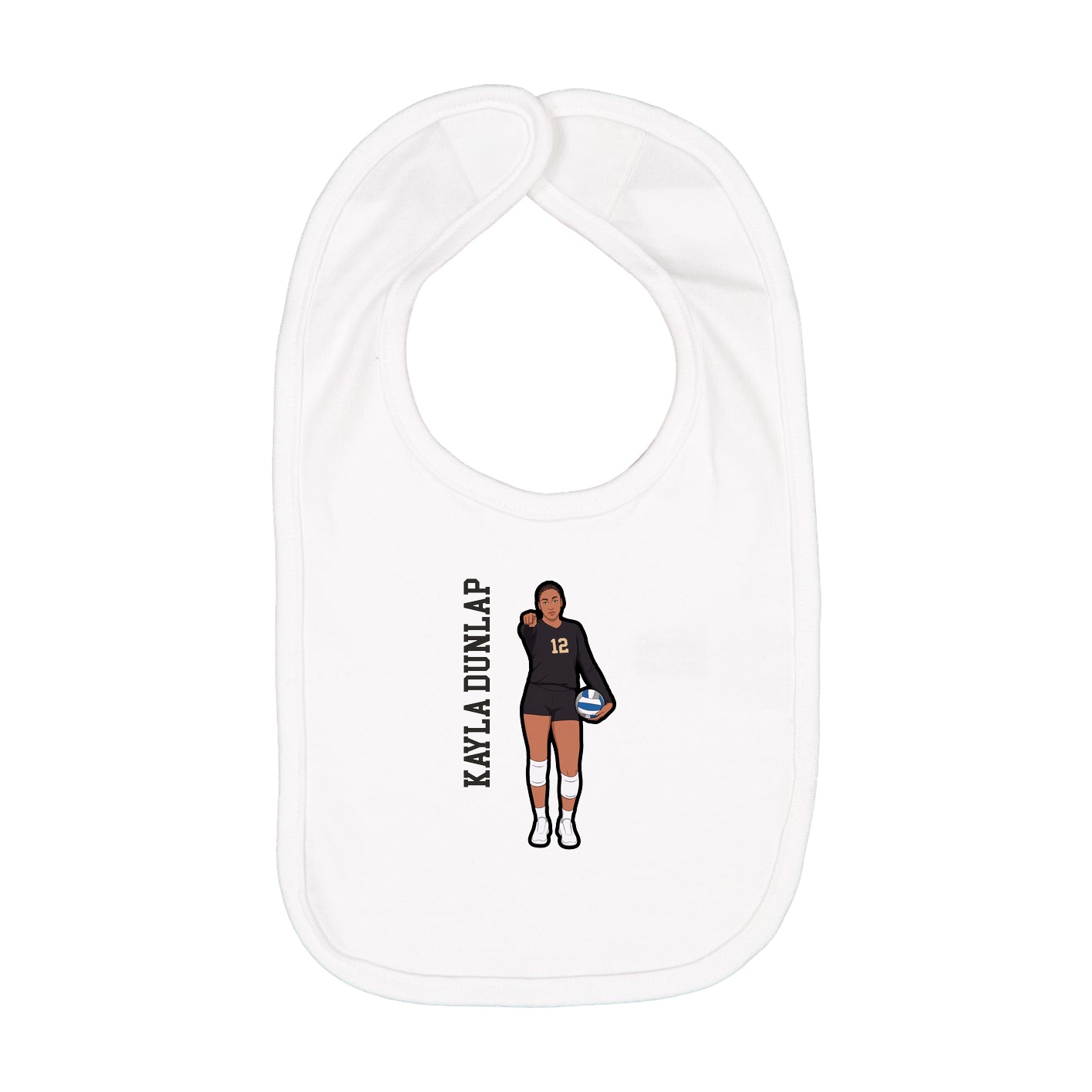 Infant Bib — Name Vertical in White