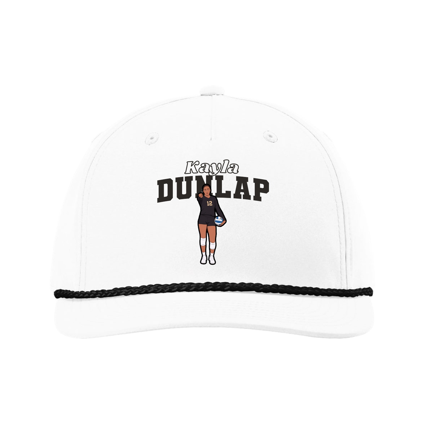 Five-Panel Classic Rope Cap — Name Arch in White