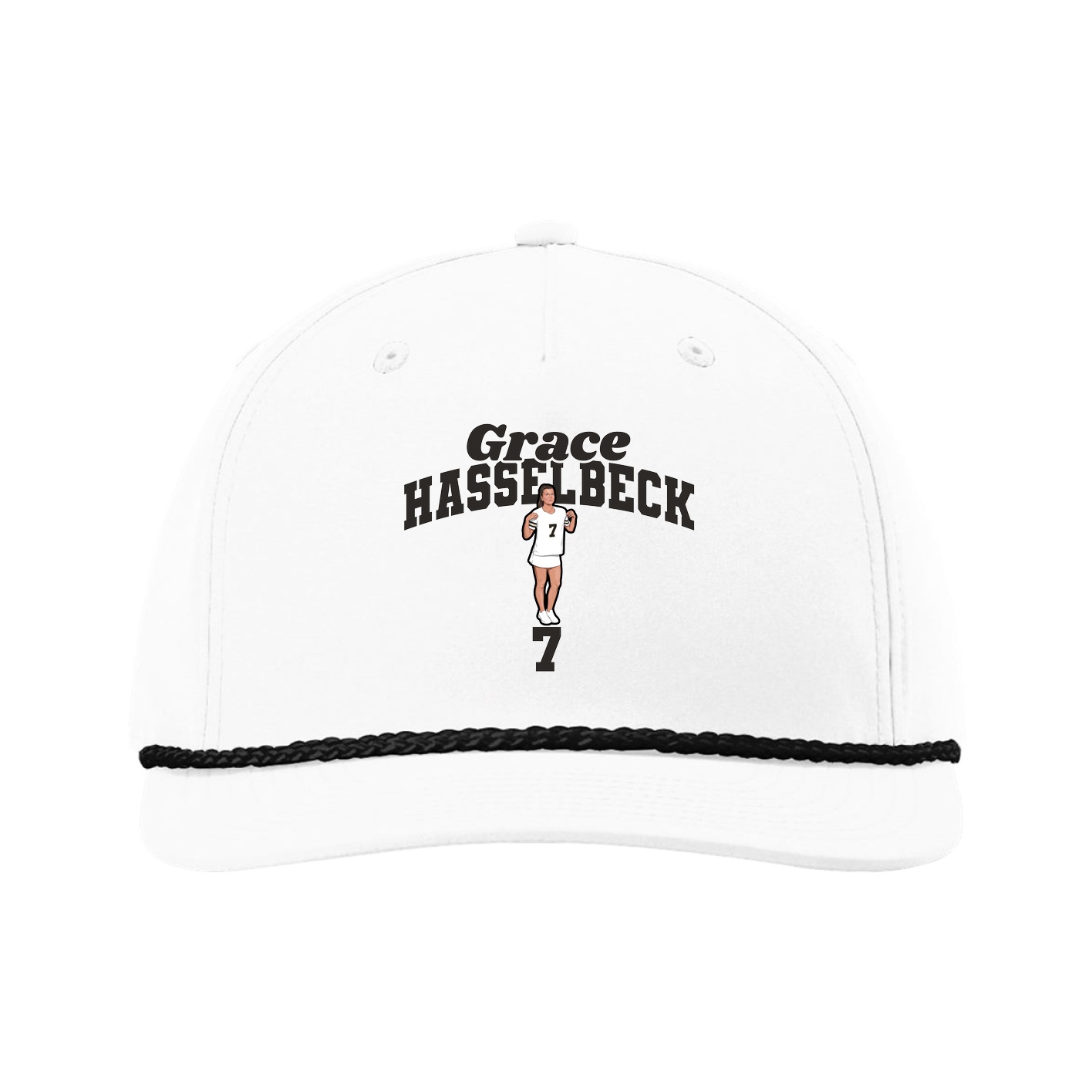 Five-Panel Classic Rope Cap — Signature Arch in White