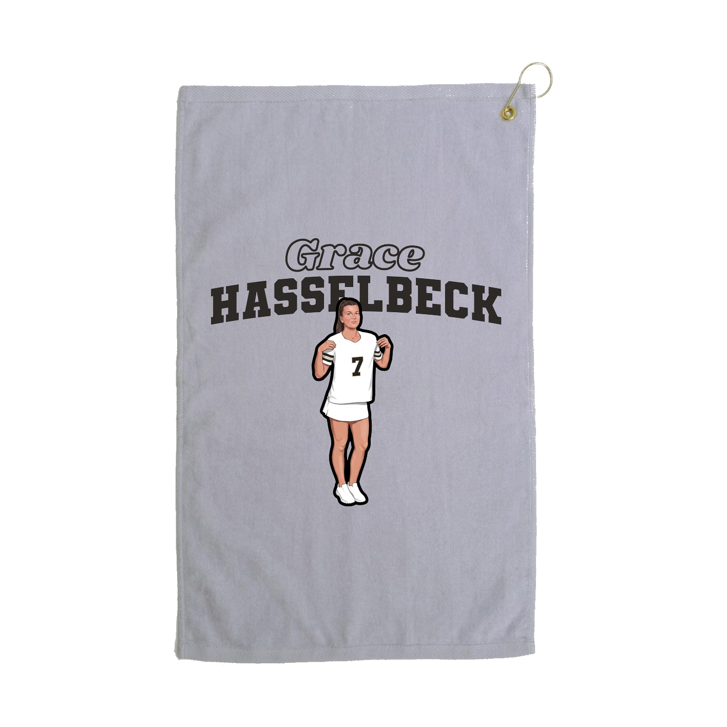 Golf Towel — Name Arch in Grey