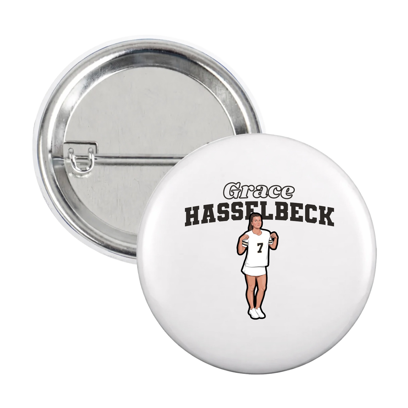 Game Day Button — Name Arch in White