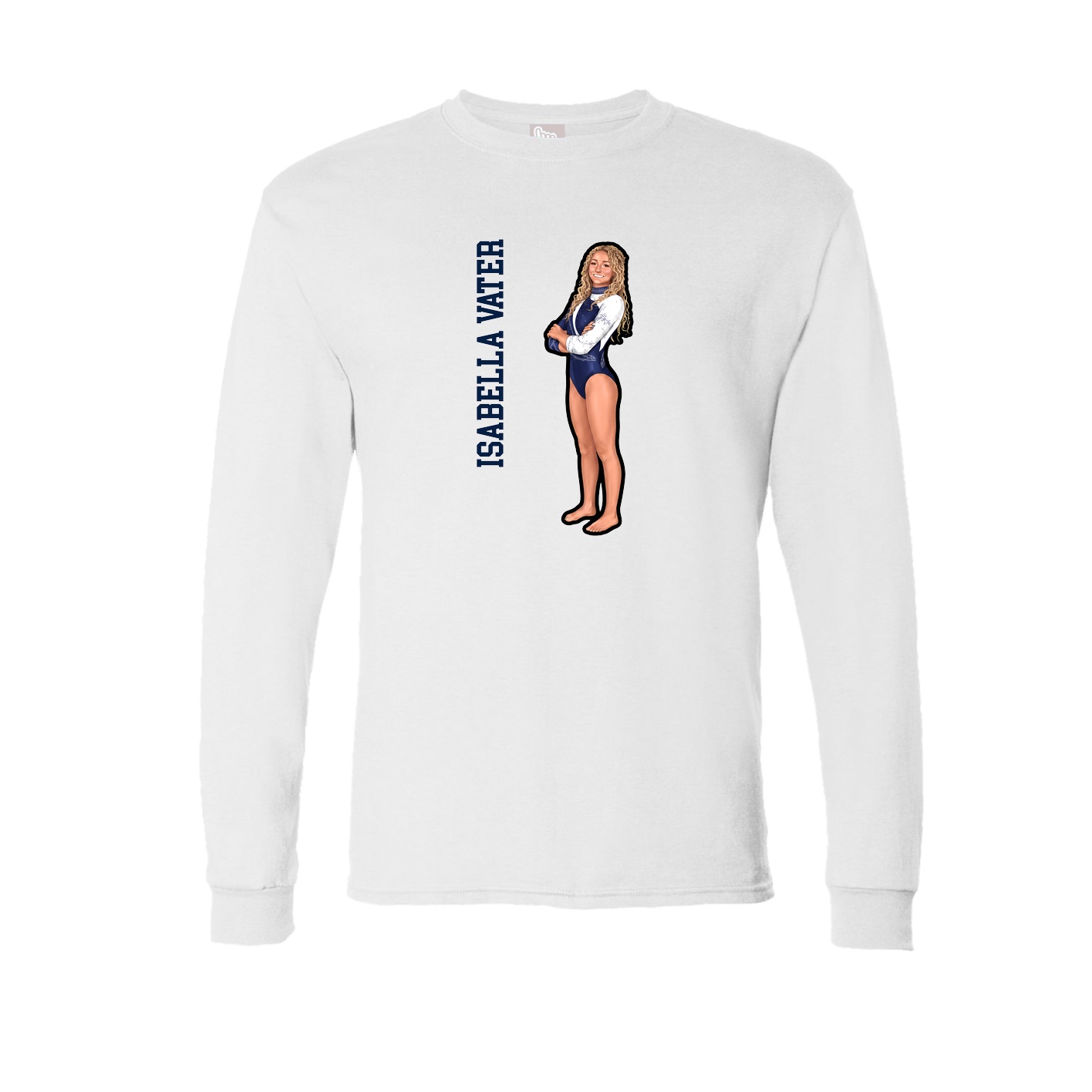 Long Sleeve Tee — Name Vertical in White