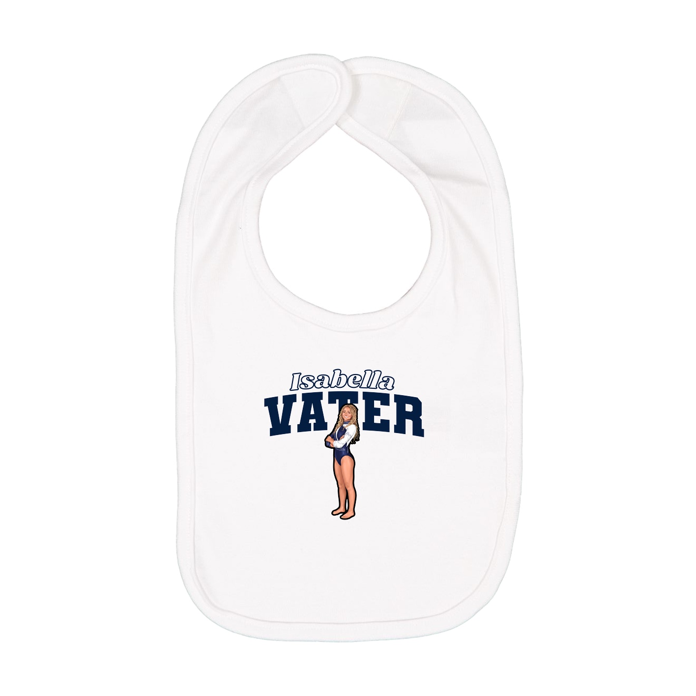 Infant Bib — Name Arch in White