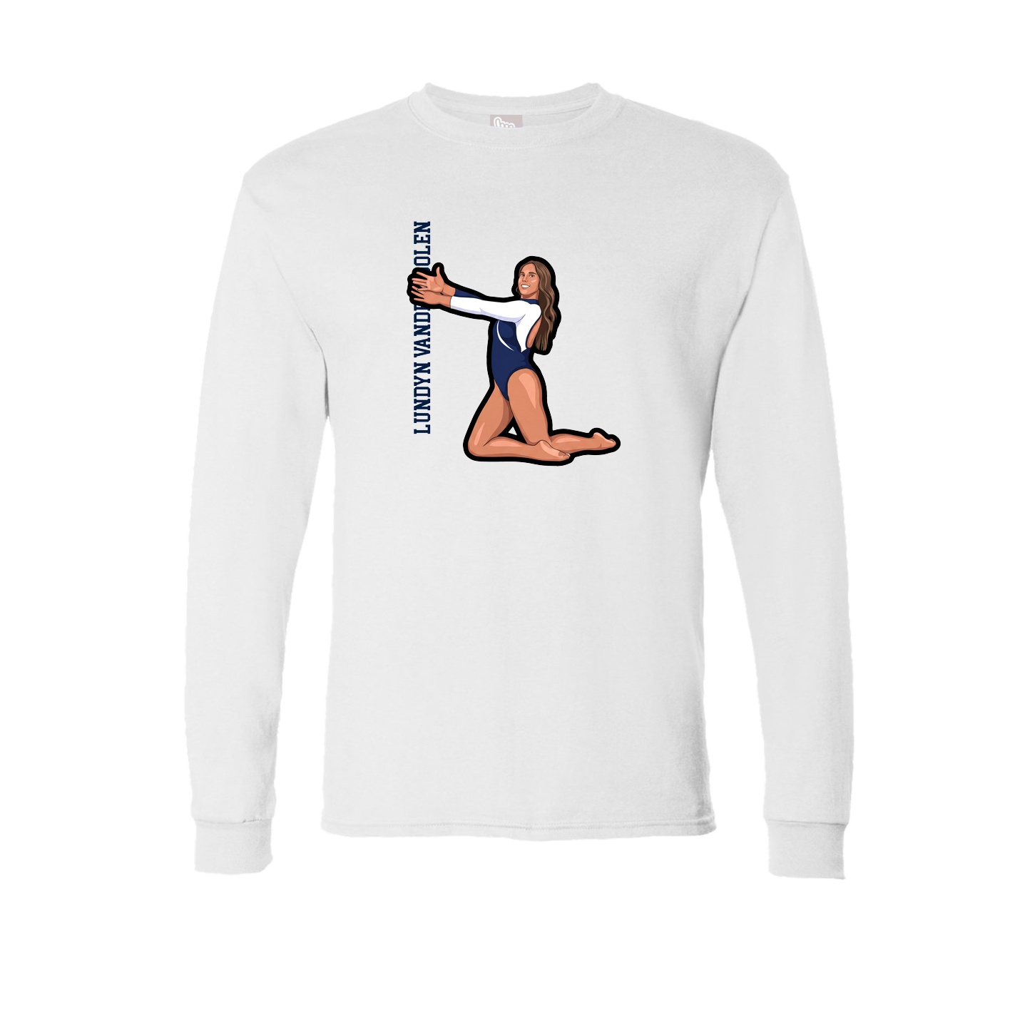 Long Sleeve Tee — Name Vertical in White