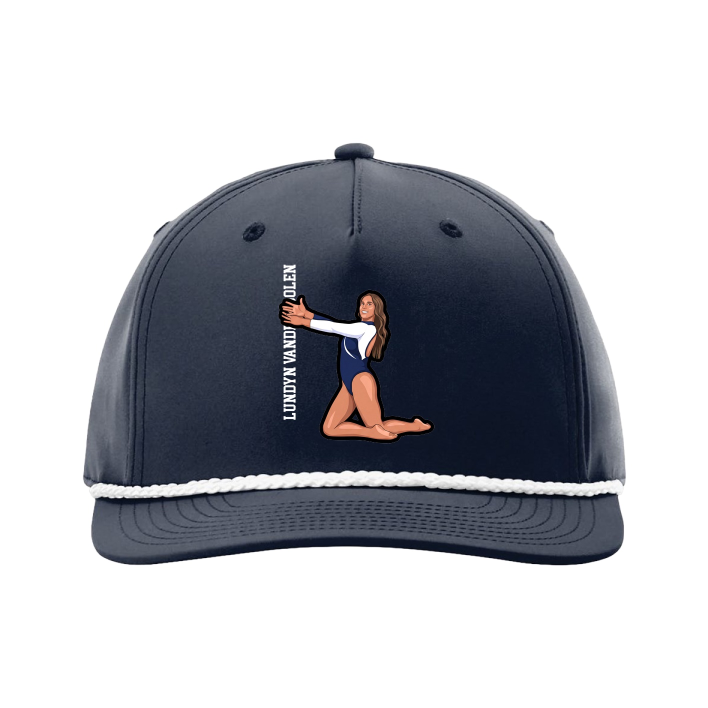 Five-Panel Classic Rope Cap — Name Vertical in Navy