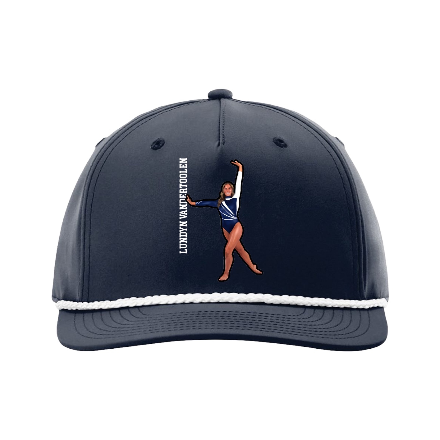 Five-Panel Classic Rope Cap — Name Vertical in Navy