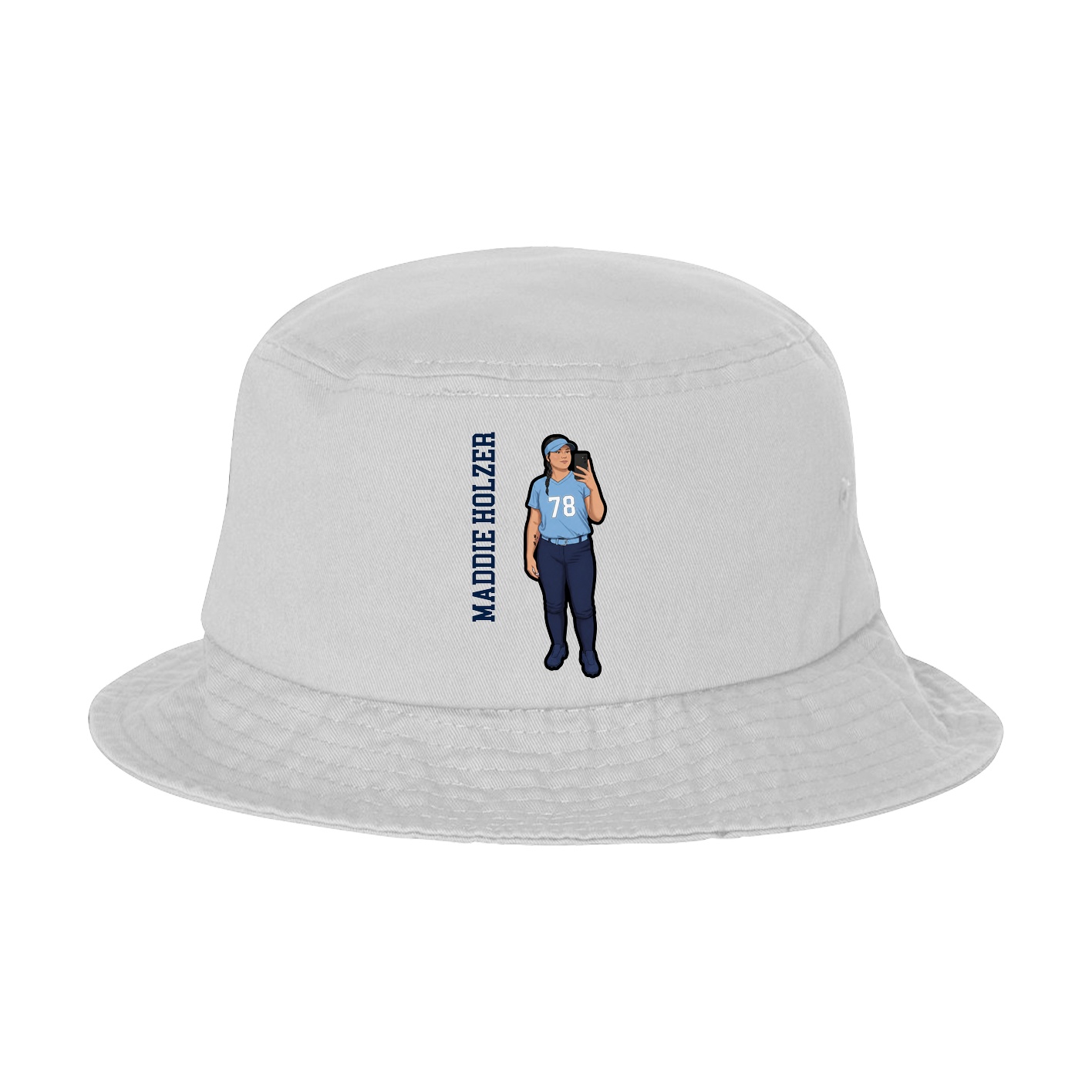 Bucket Cap — Name Vertical in White