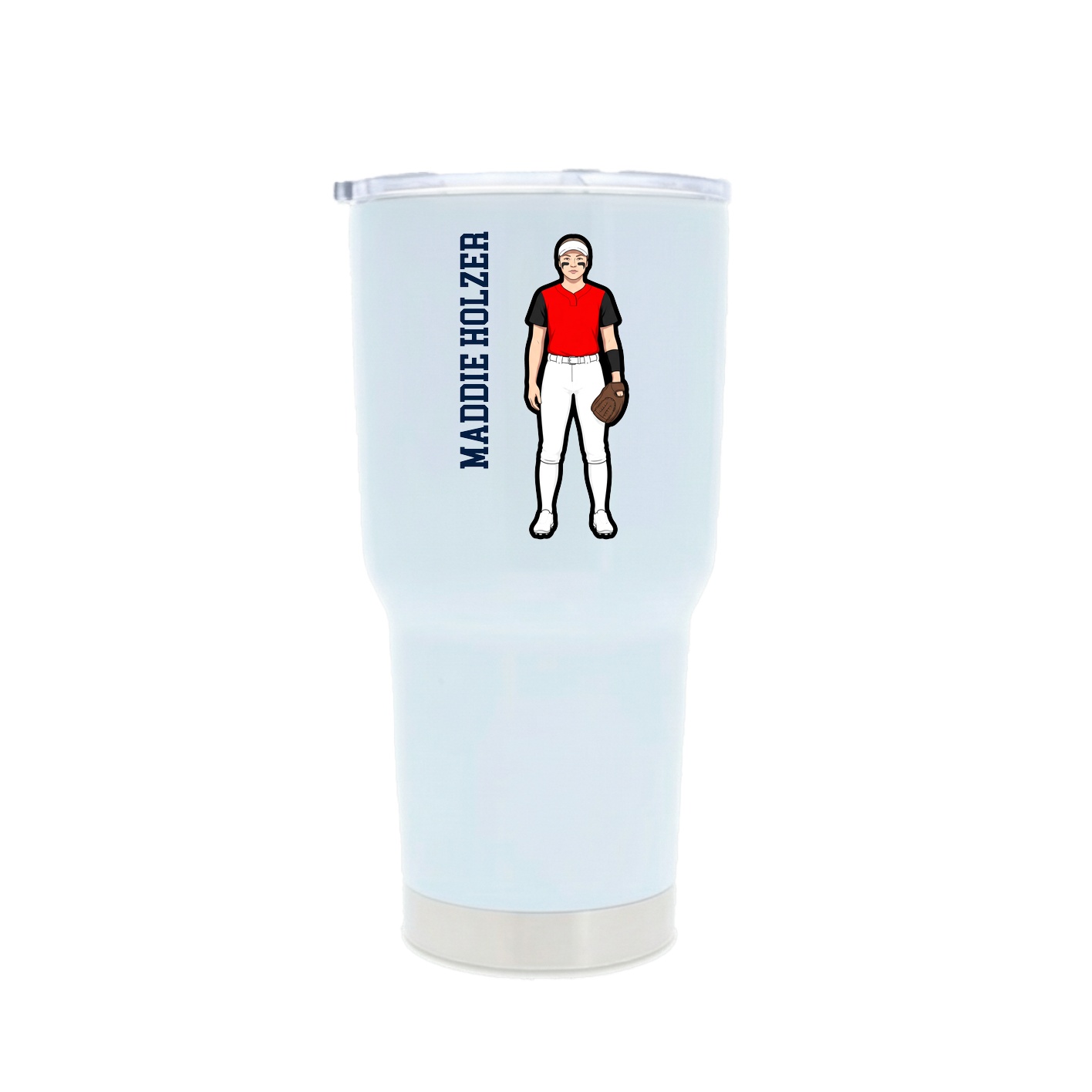 30oz Stainless Steel Tumbler — Name Vertical in White