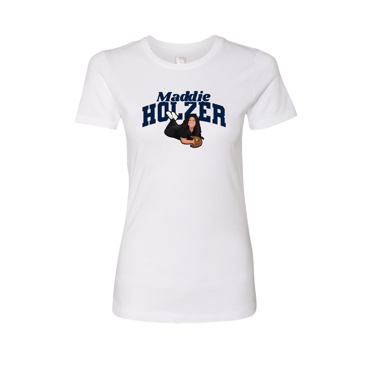 Fitted Women's Tee — Signature Arch in White