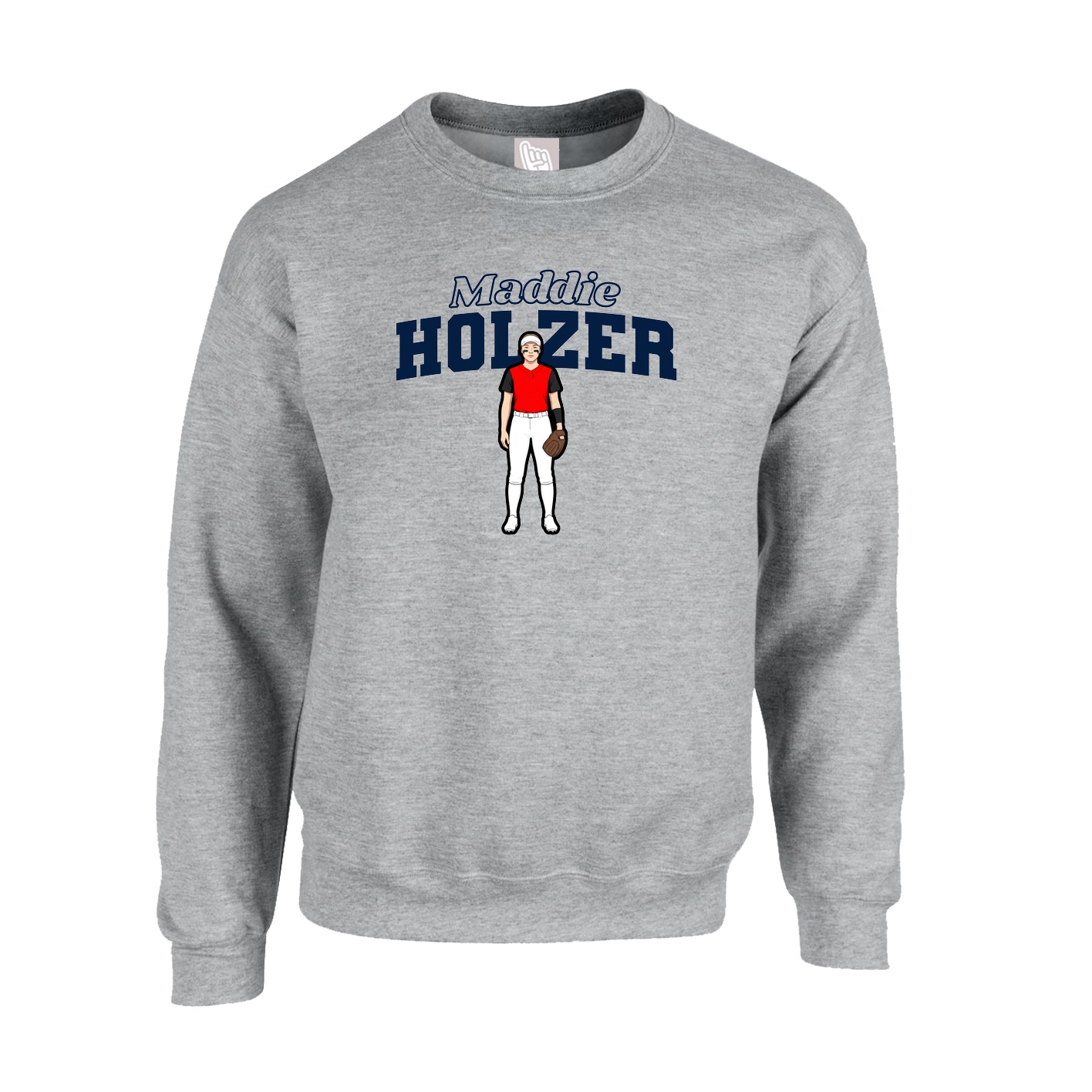 Fleece Crew — Name Arch in Grey