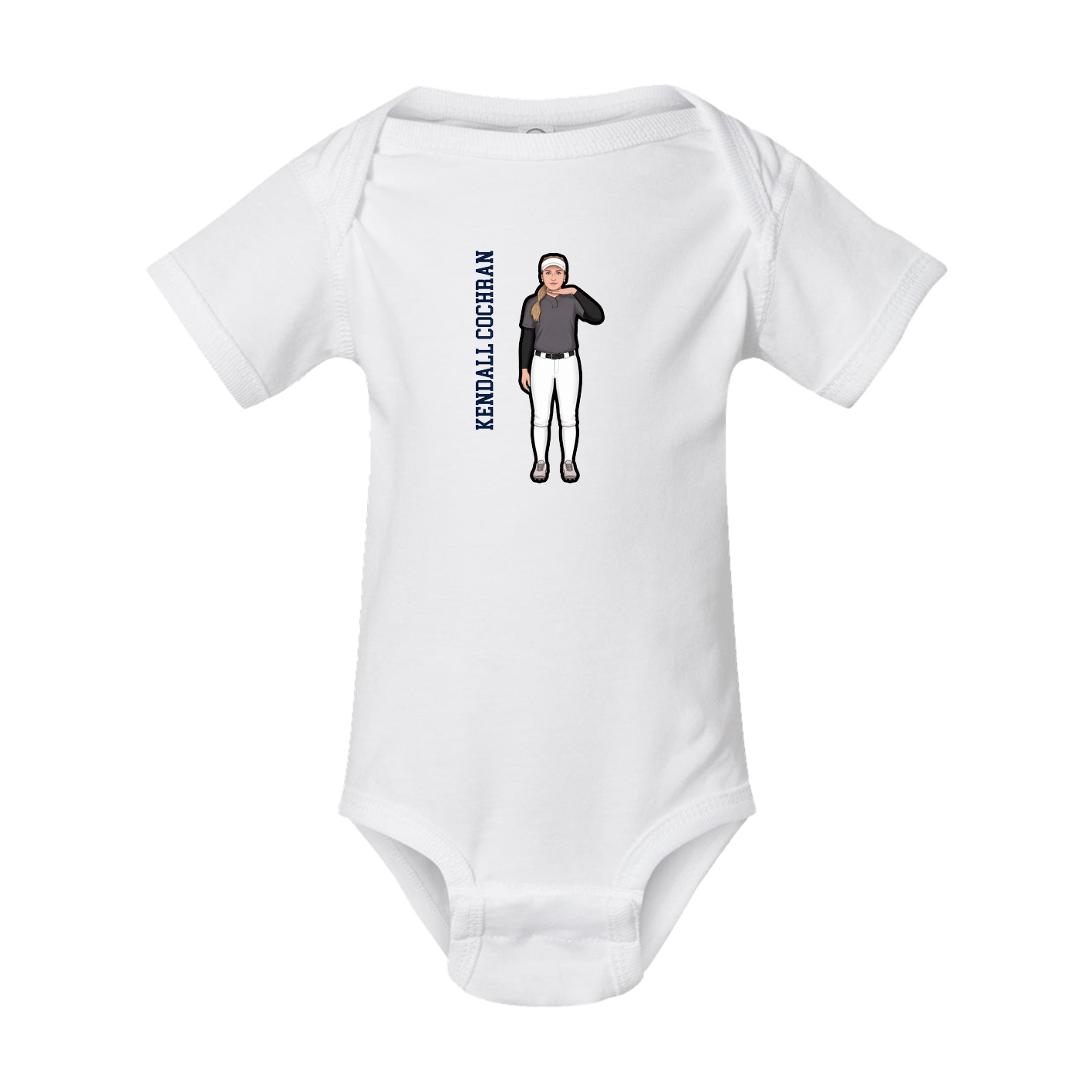 Baby Onesie — Name Vertical in White