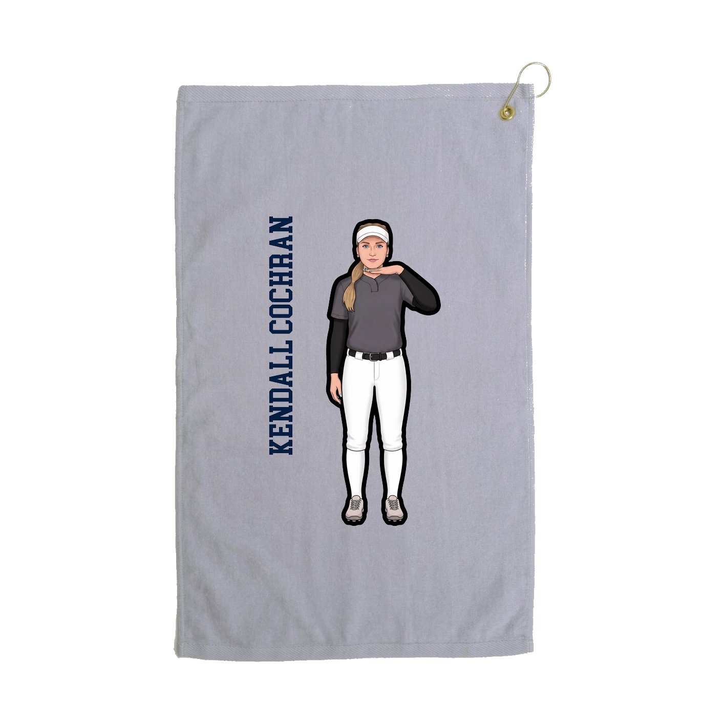 Golf Towel — Name Vertical in Grey