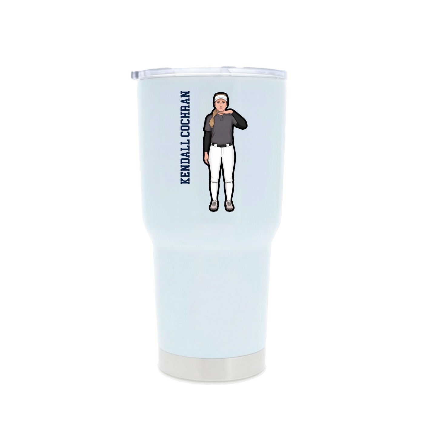 30oz Stainless Steel Tumbler — Name Vertical in White