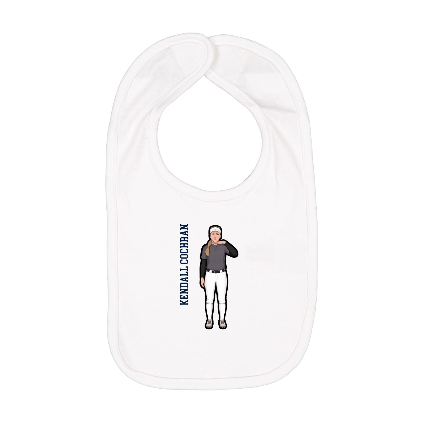 Infant Bib — Name Vertical in White