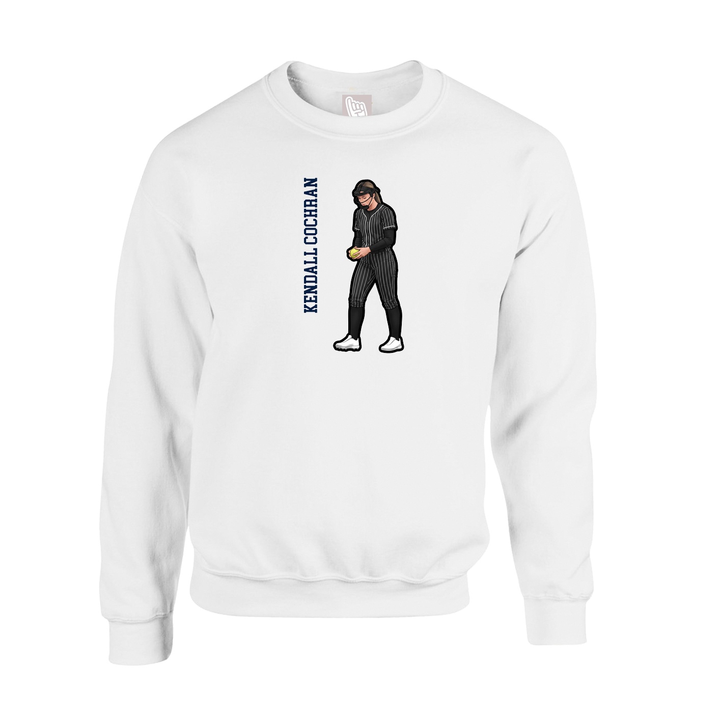 Fleece Crew — Name Vertical in White