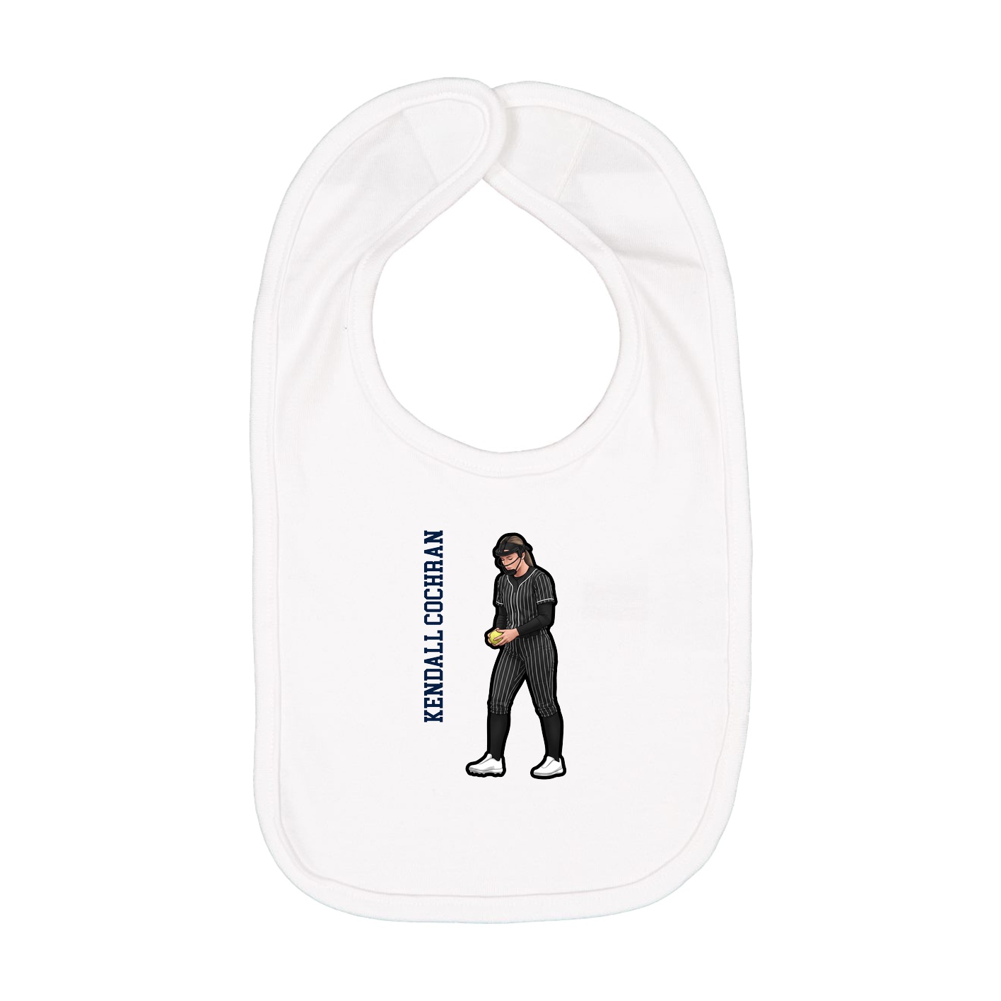 Infant Bib — Name Vertical in White