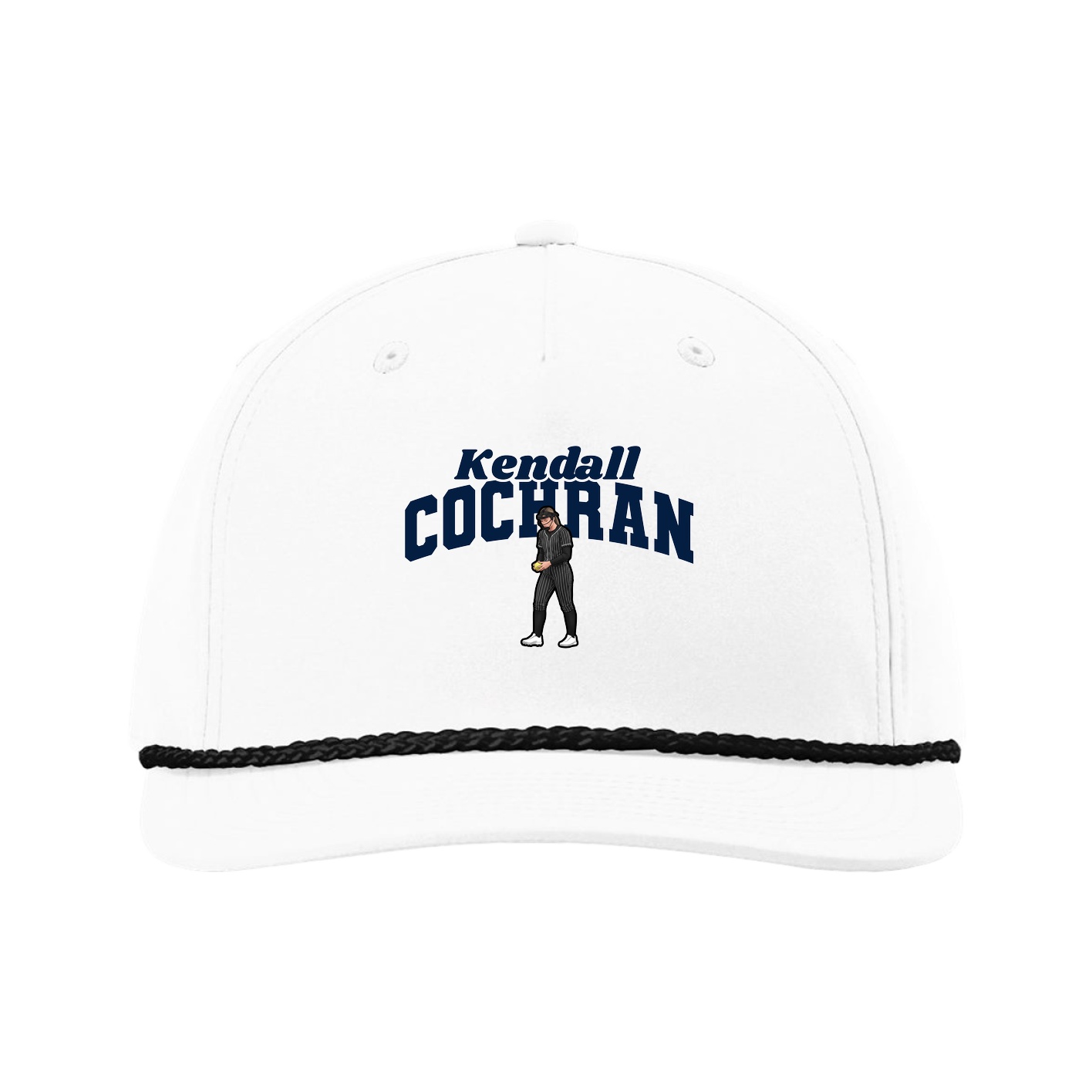 Five-Panel Classic Rope Cap — Signature Arch in White