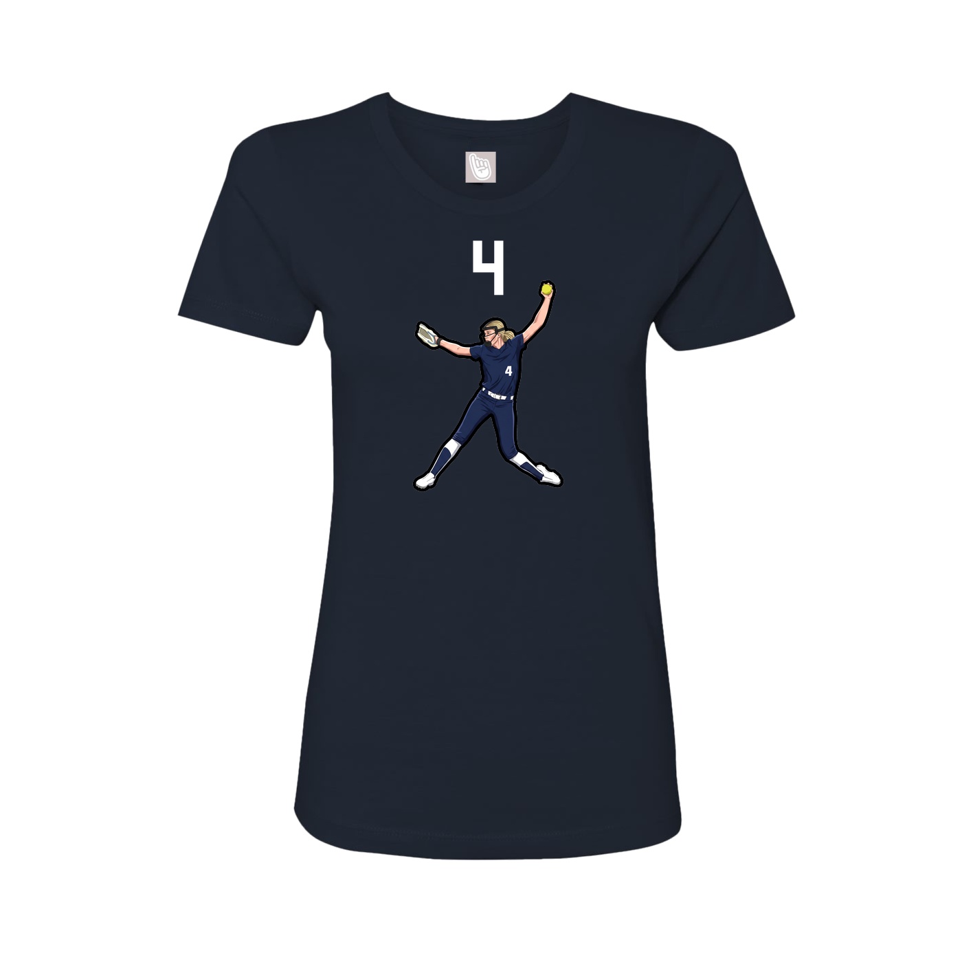 Fitted Women's Tee — Number Top in Navy