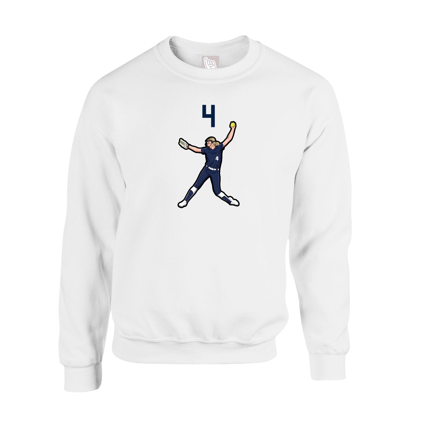 Fleece Crew — Number Top in White