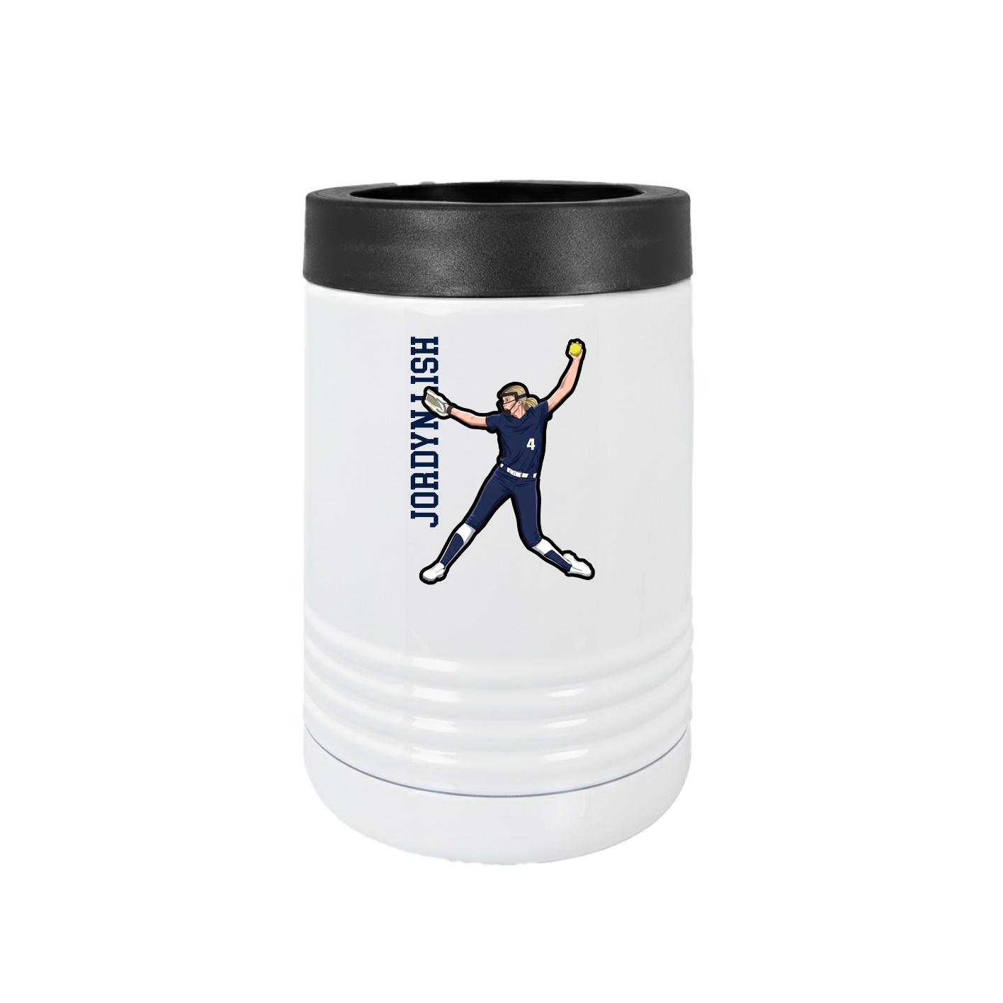 Beverage Holder — Name Vertical in White