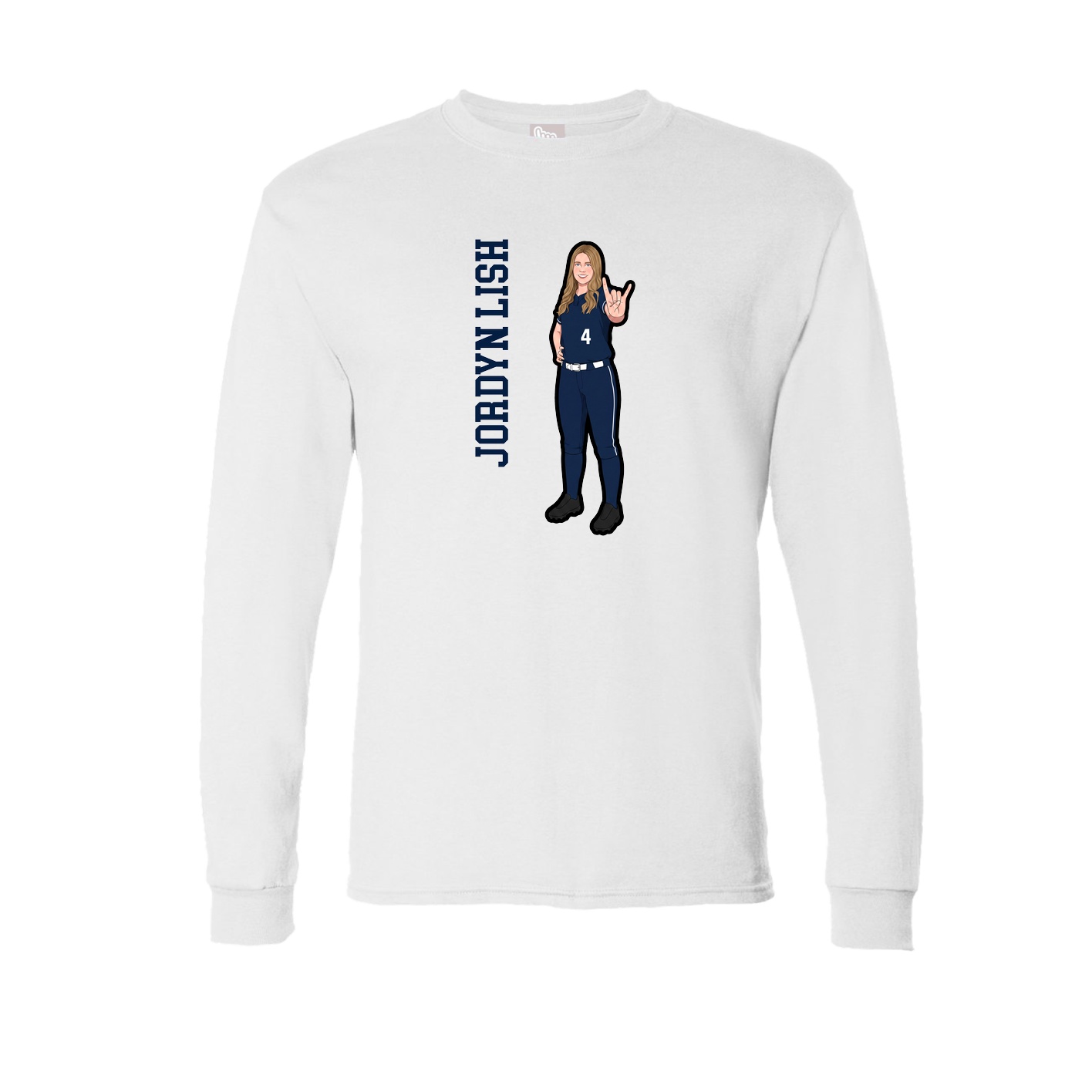 Long Sleeve Tee — Name Vertical in White