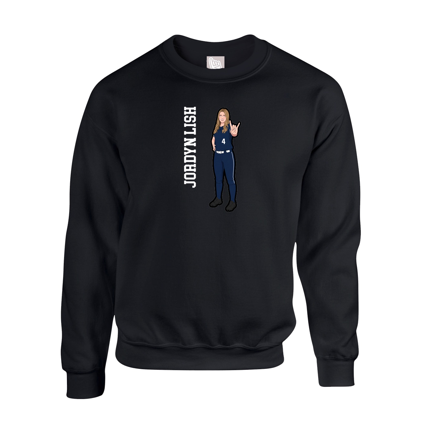 Fleece Crew — Name Vertical in Black