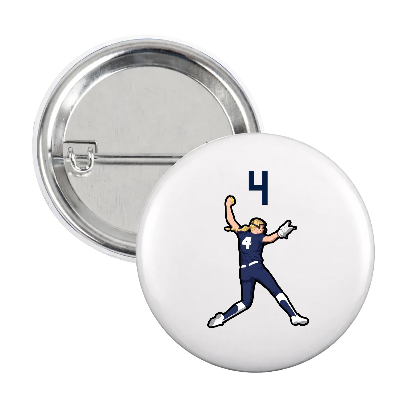 Game Day Button — Number Top in White