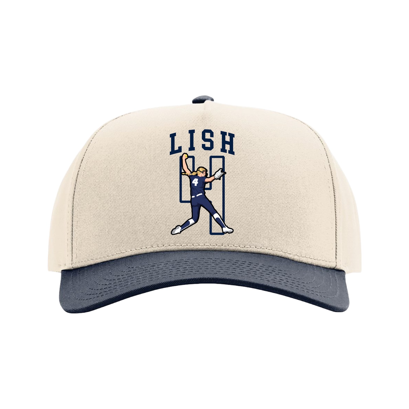 Full Fabric Five-Panel Champ Cap — Shirsey in Cream/Navy