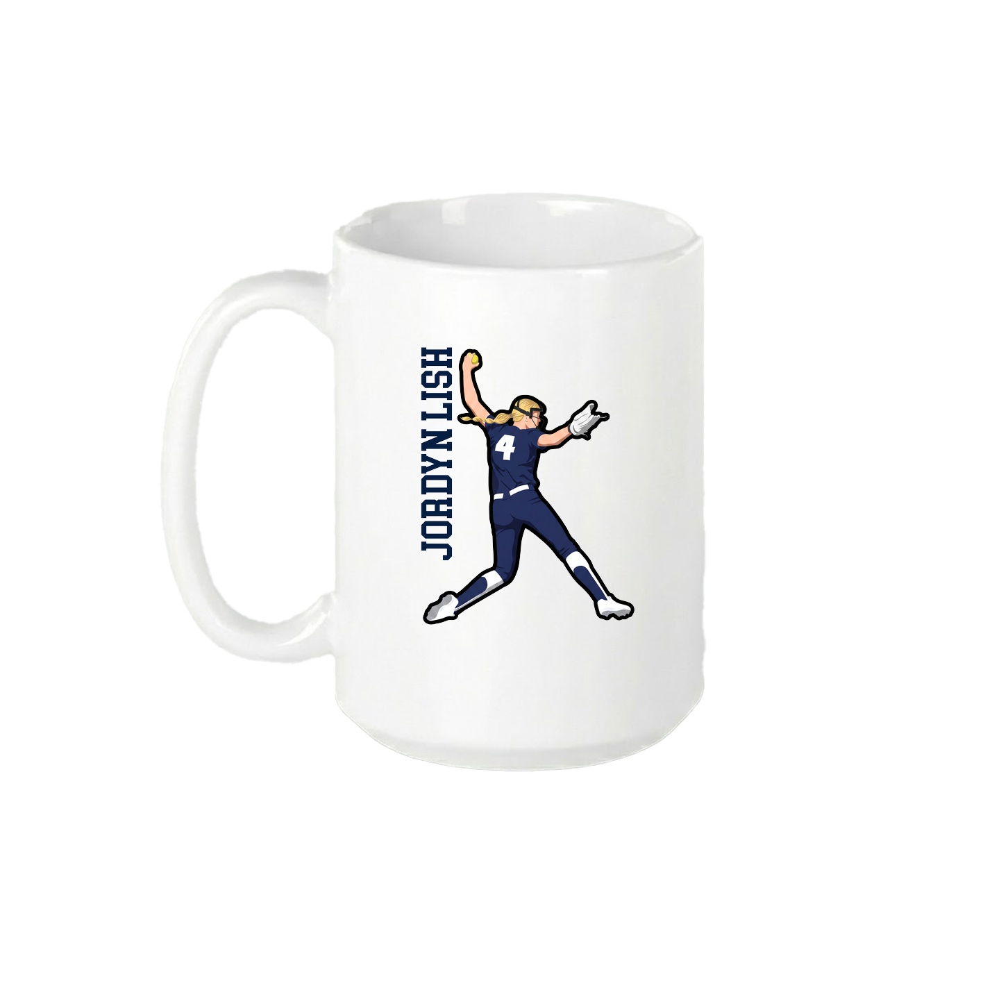 15oz Coffee Mug — Name Vertical in White