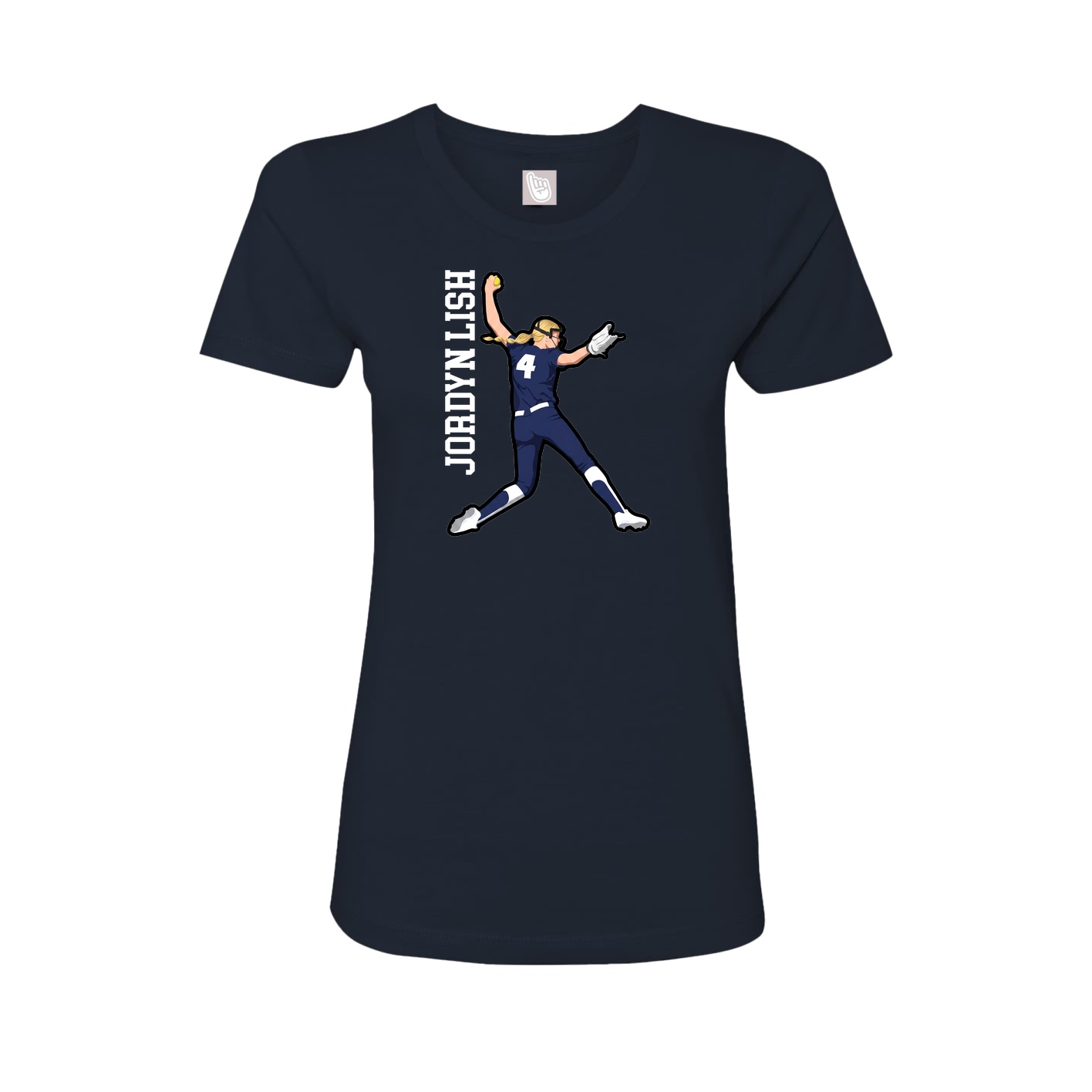 Womens Tee — Name Vertical in Navy