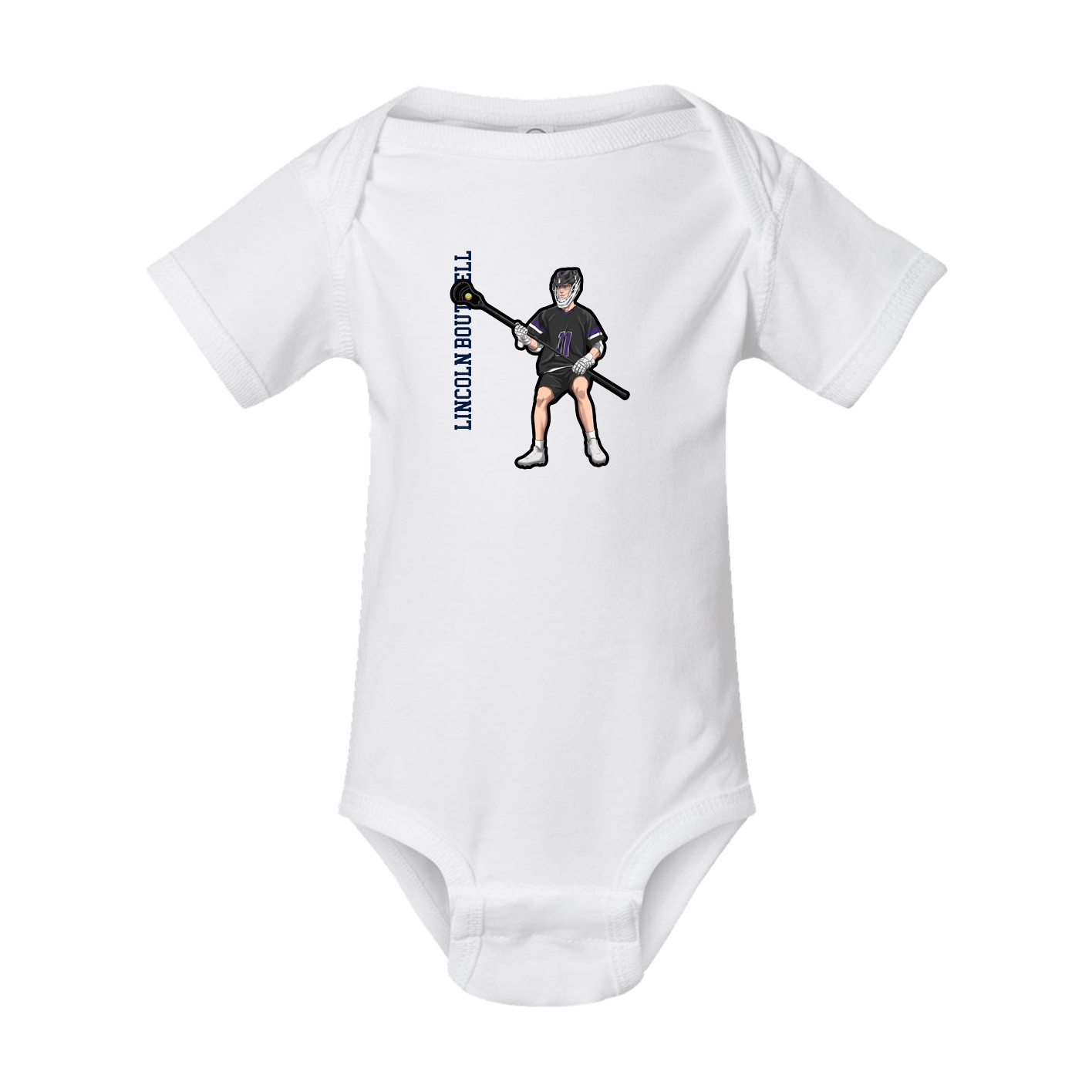 Baby Onesie — Name Vertical in White